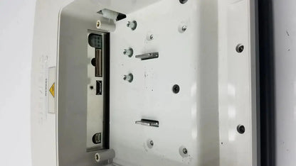 White plastic outdoor electrical junction box with usb ports on back side of siemens kt-lm215fds fhd flat panel monitor