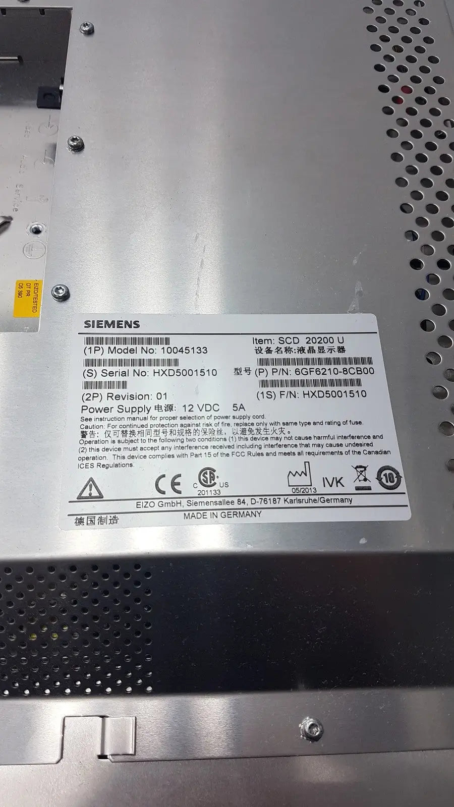Siemens Acuson SC2000 Ultrasound Display Monitor Model 10045133