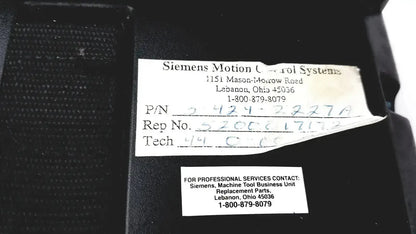 Black Siemens motion control systems industrial control unit with part number label for Siemens Cincinnati Milacron CNC lathe