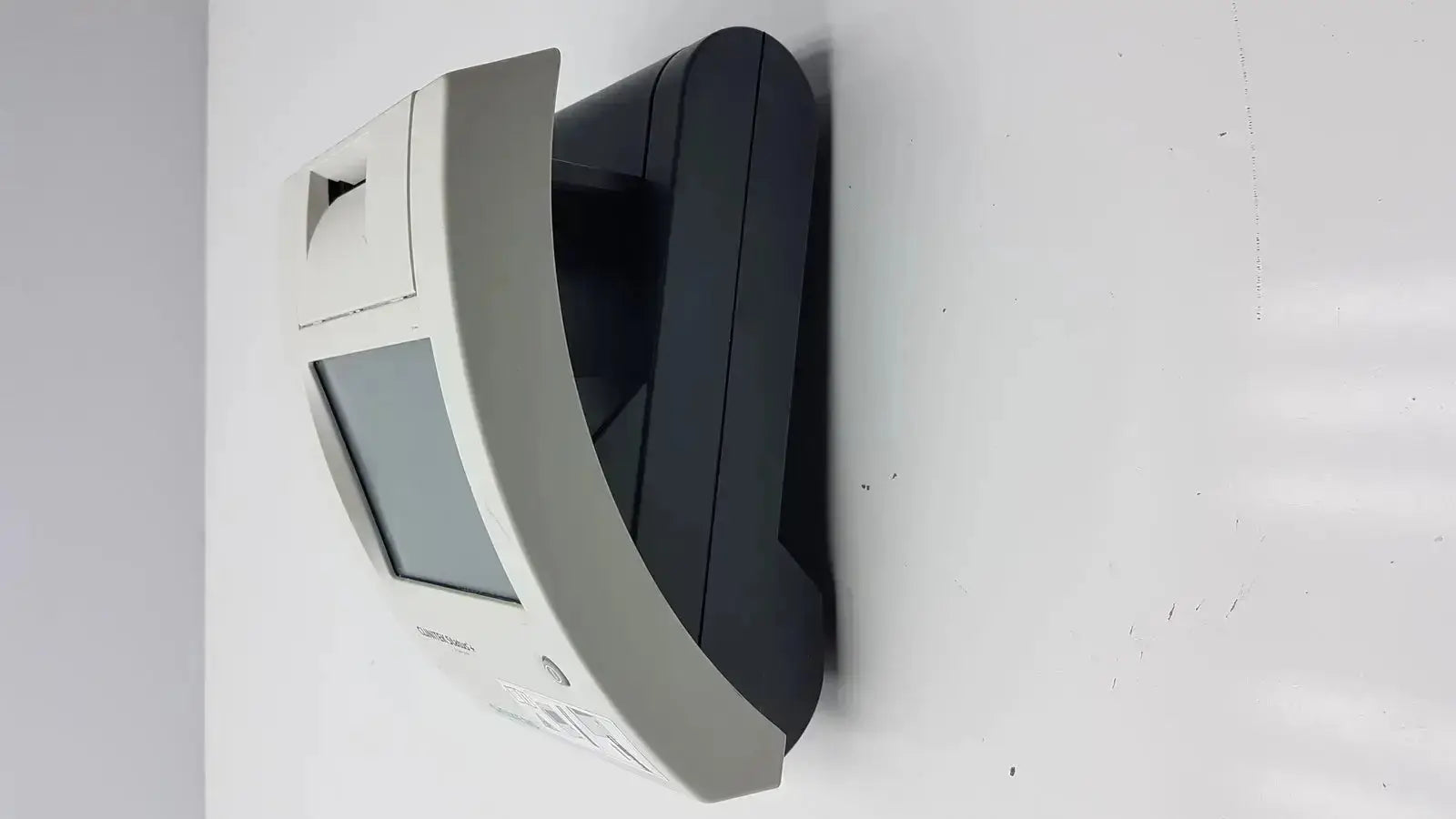 Gray and black wall-mounted receipt printer with small screen and card slot for siemens clinitek status analyzer 004979