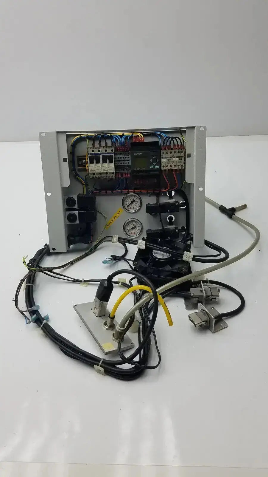 Gray metal industrial control panel of siemens logo 230rc 6ed1 052-1fb00-0ba4 with fan fuse and meter
