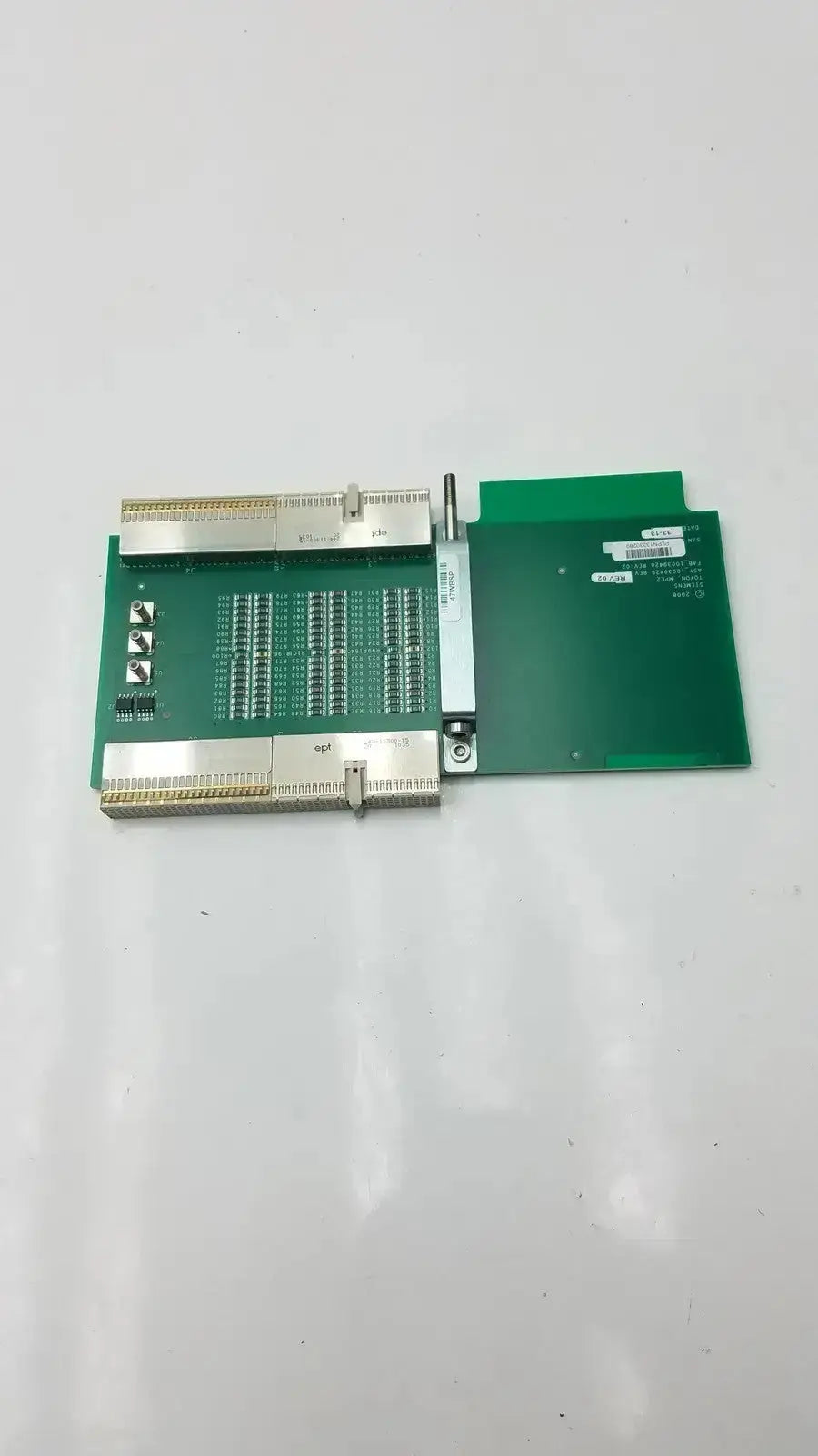 Green printed circuit board with silver connectors and metallic components for siemens sc2000 ultrasound extender board assy 10039429 rev 02