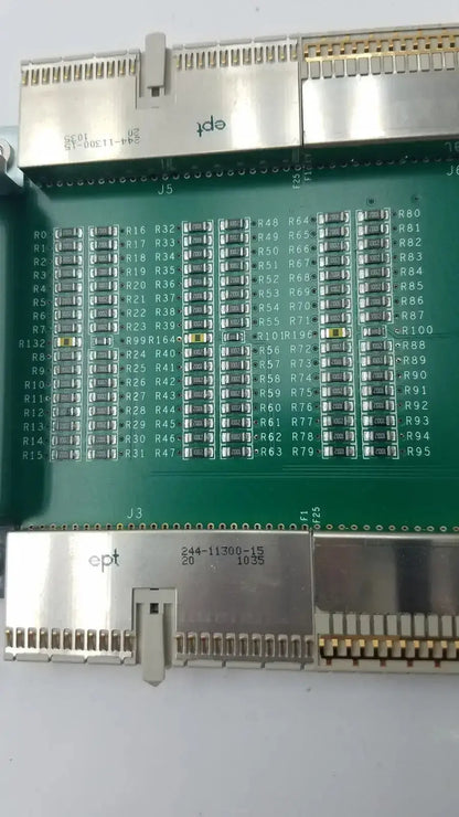 Green siemens sc2000 ultrasound extender board assy with silver connectors and labeled resistors for medical imaging
