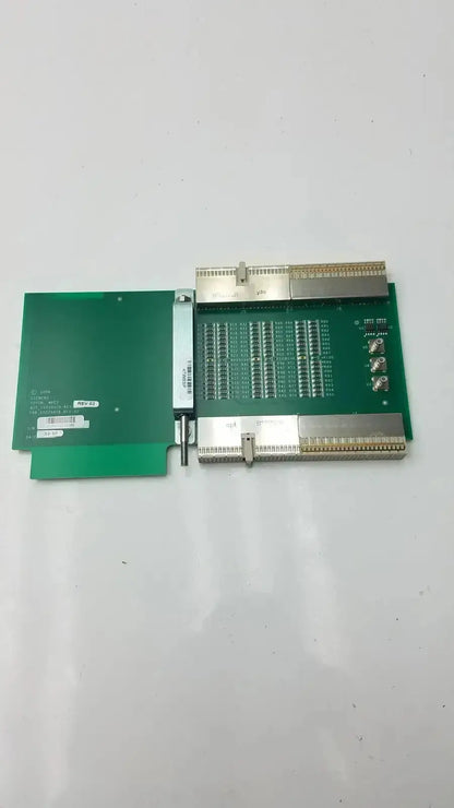 Green printed circuit board with silver connectors and white label for siemens sc2000 ultrasound mp extender board assy 10039429 rev 02