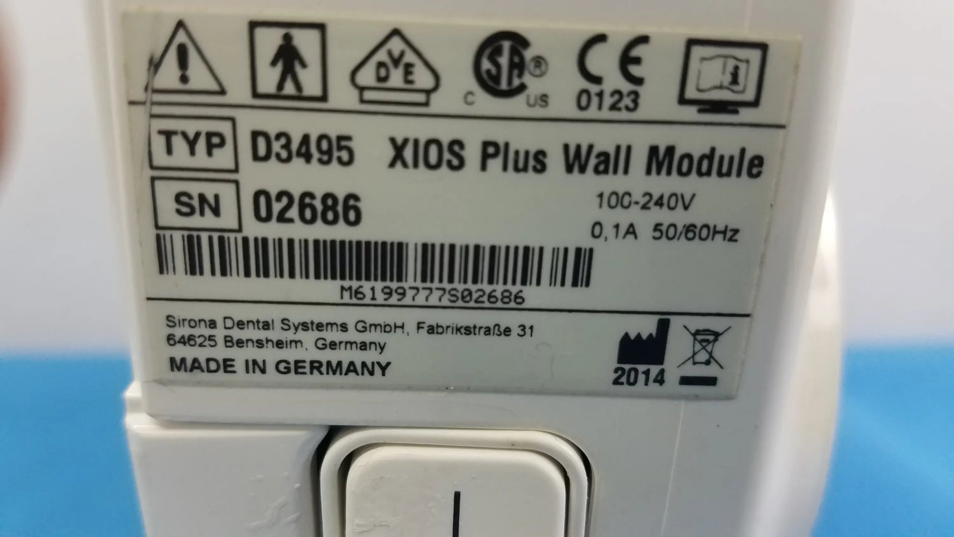Sirona Xios D3495 Plus Dental Wall Module SR 02686