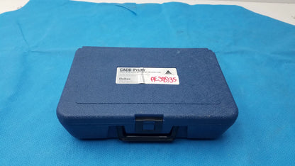 Blue hard-shell carrying case with black handle for smiths medical 6100 cadd prizm laser device for medical equipment use