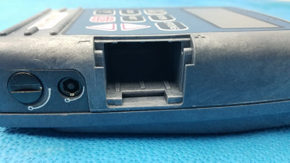 Blue plastic handheld medical equipment with keypad and card slot smiths medical 6100 cadd prizm ambulatory infusion pump