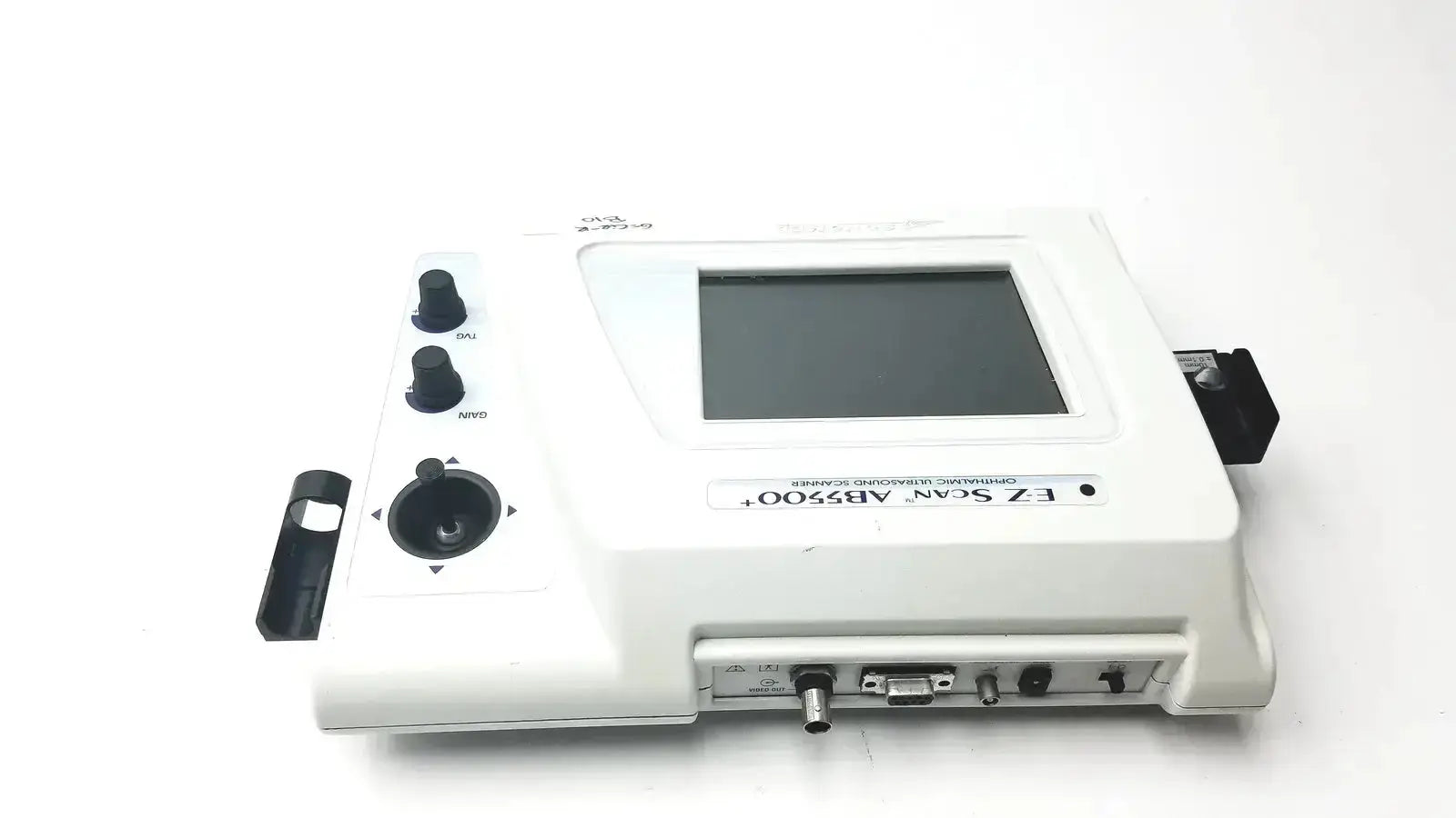 White plastic sonomed ab-5500+ ez scan ophthalmic ultrasound device with black control knobs and ports visible