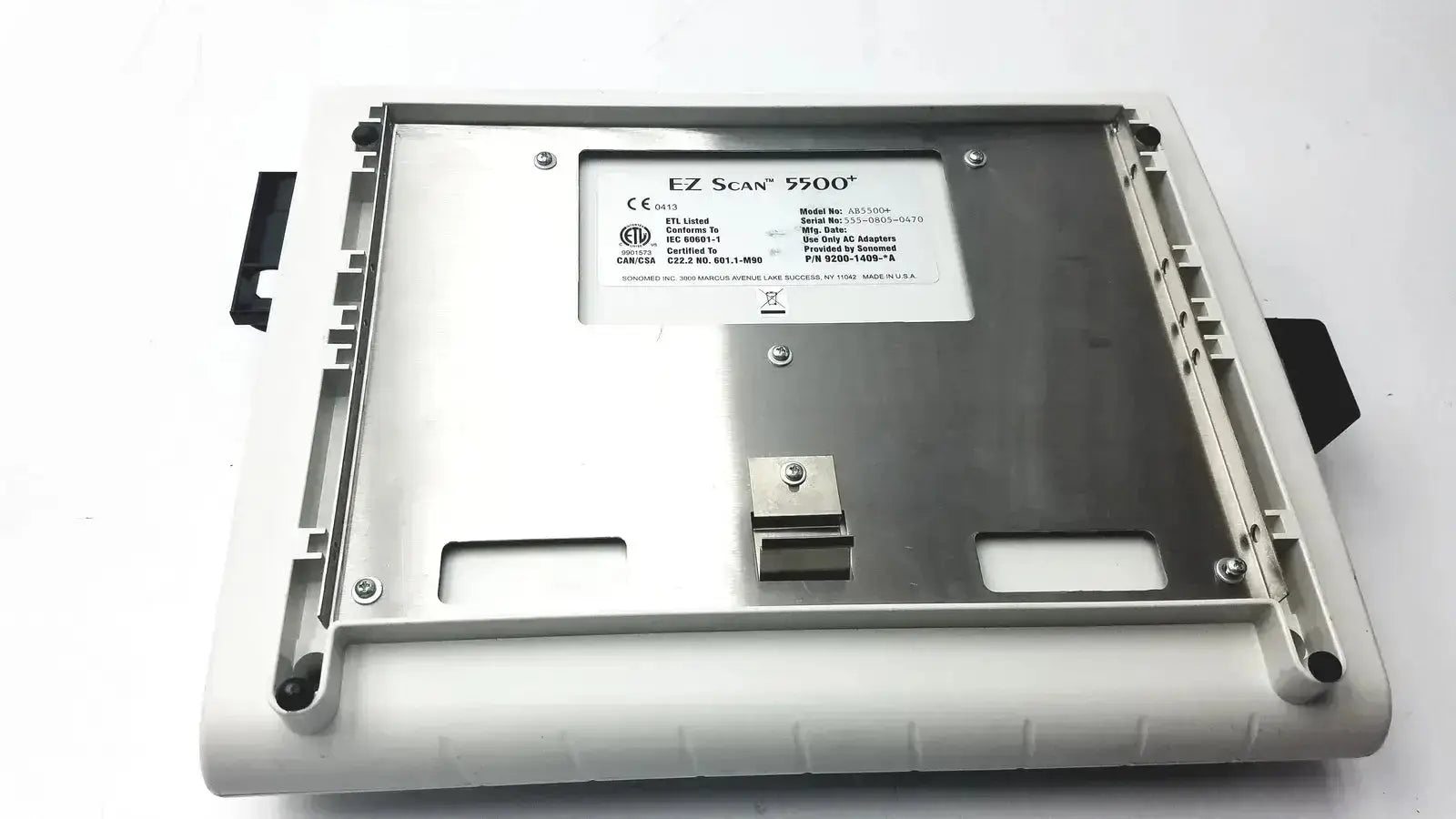 Silver ez scan 5900 ophthalmic ultrasound scanner with metallic plate and white plastic casing for sonomed ab-5500+ ez scan