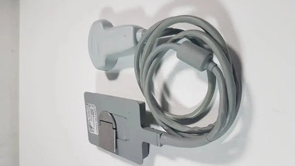 Gray sonosite c60x mhz ultrasound transducer probe p07680-21 with coiled cable and rectangular base unit