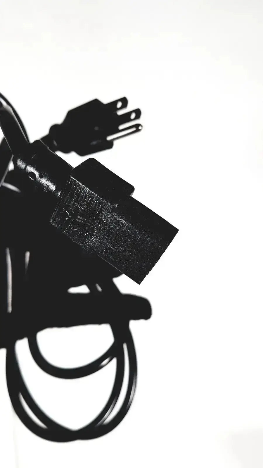 Black power cord with three prong plug and rectangular adapter for sonosite l38 mhz linear transducer system