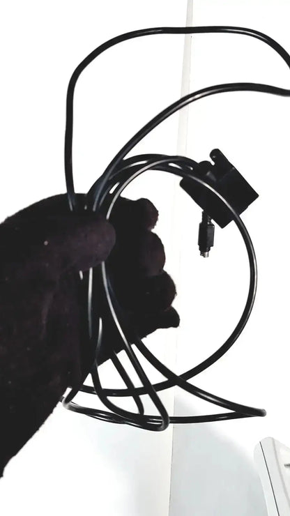 Black coiled cable with rectangular connector and smaller plug for sonosite l38 10-5 mhz linear transducer device