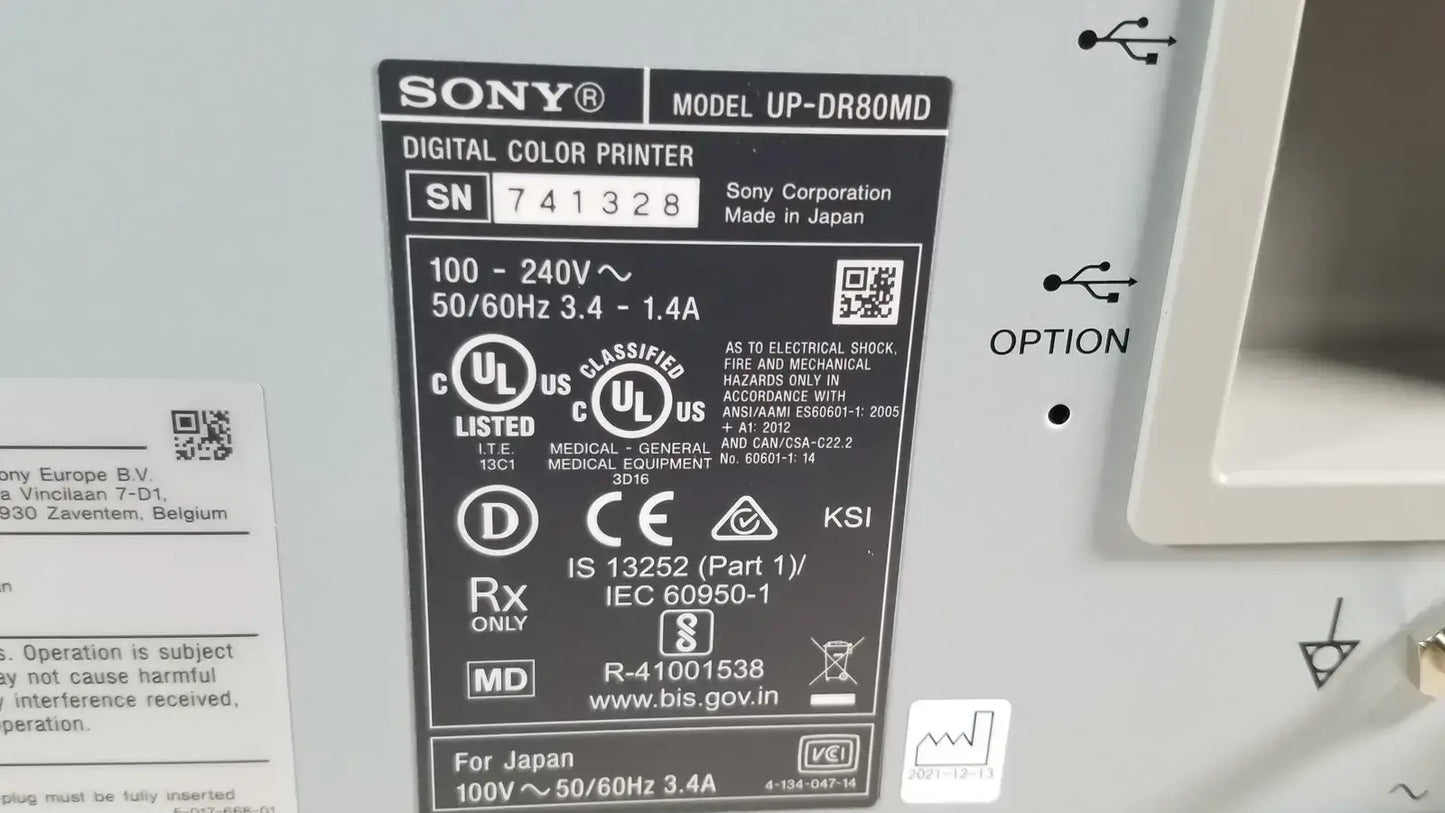 Sony UP-DR80MD Digital Color Printer Medical Grade A4 Ultrasound Endoscopy