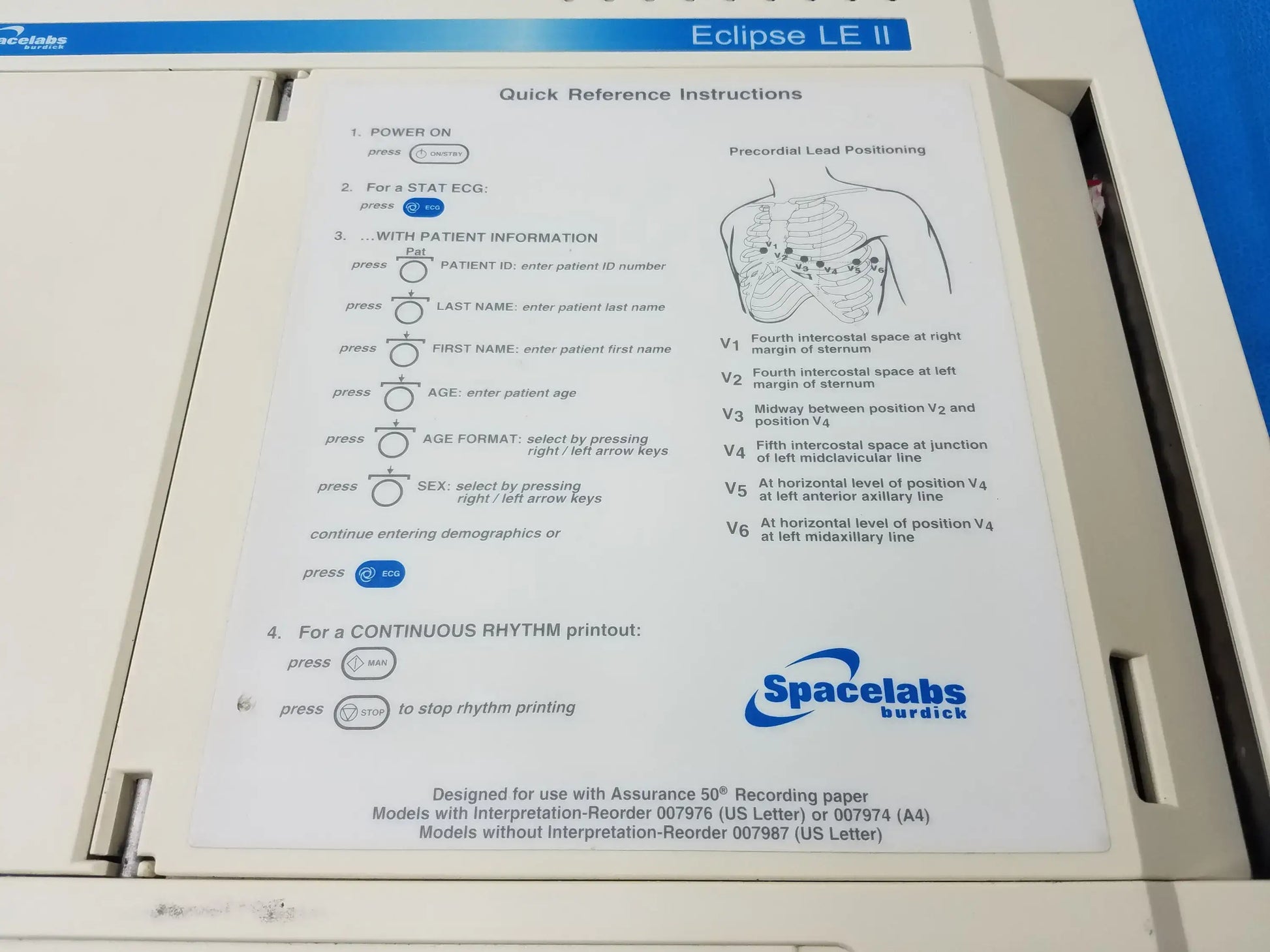 Spacelabs 92304 Eclipse LE II ECG KEG Electrocardiograph Machine
