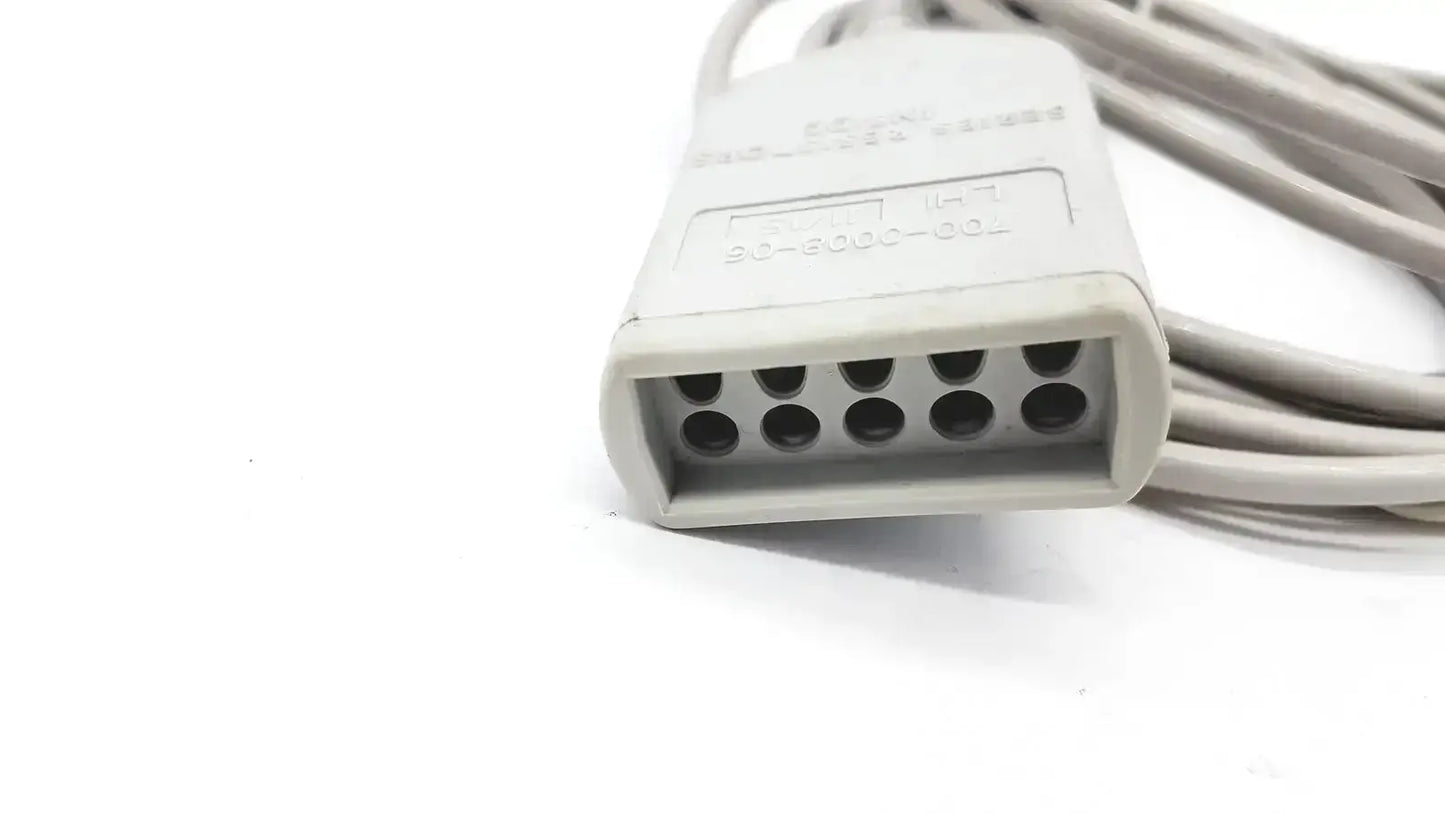 Gray spacelabs medical 700-0008-06 medical cable connector with rectangular housing and multiple circular ports