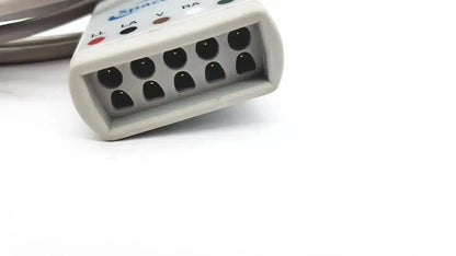 Gray plastic medical cable connector with labeled electrode ports for il la v and ra for Spacelabs Medical hospital surplus