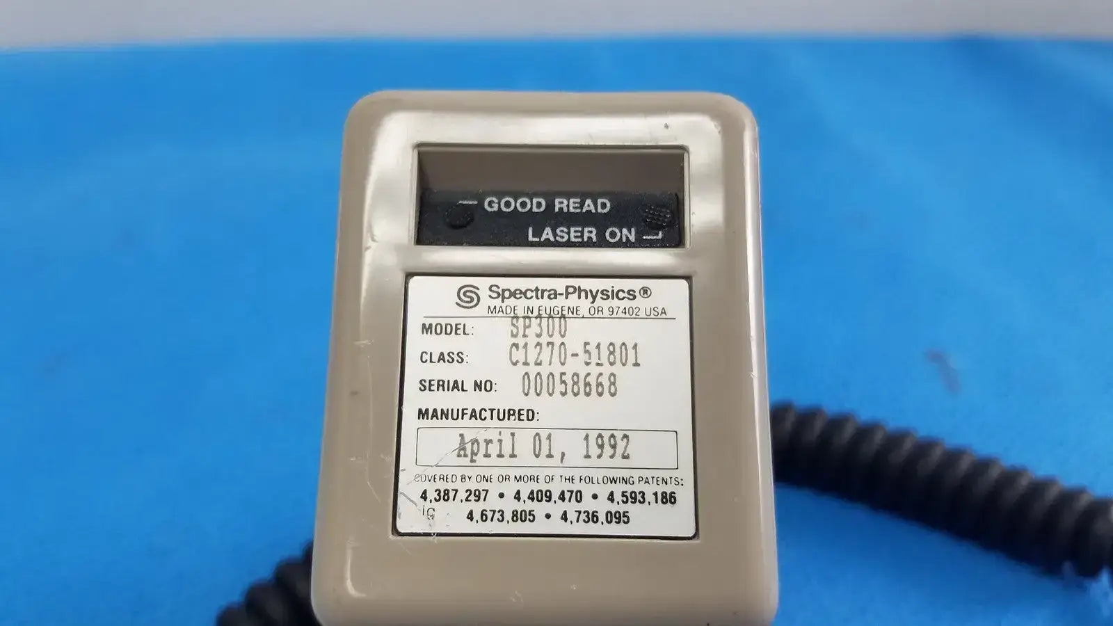 Spectra-Physics SP300 Laser Barcode Scanner Handheld Reader