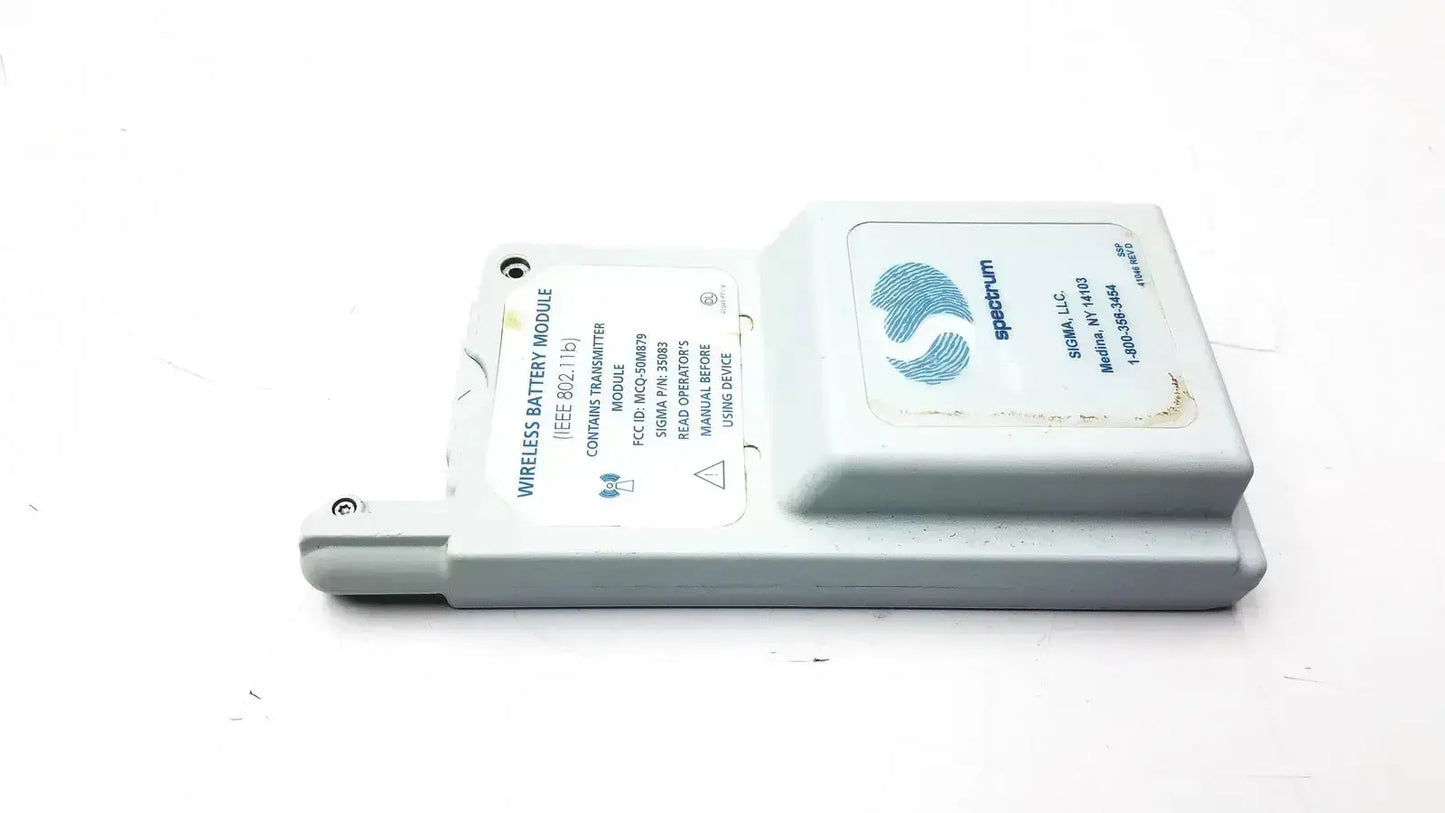 Gray plastic spectrum wireless battery module ieee 80211b with white label and blue logo for wireless battery use