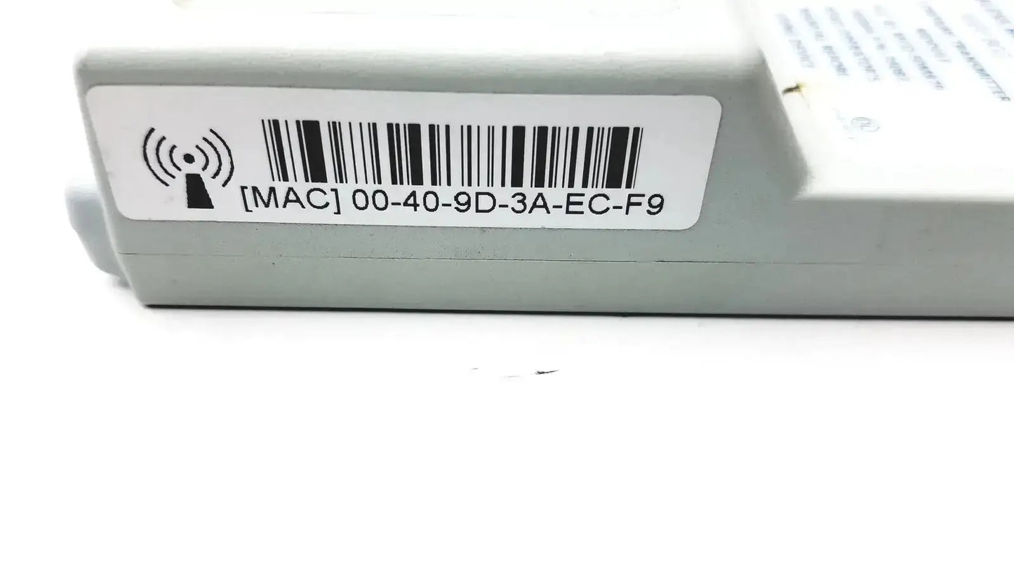 Gray rectangular wireless battery module with white label showing barcode and mac address for Spectrum IEEE 802.11b