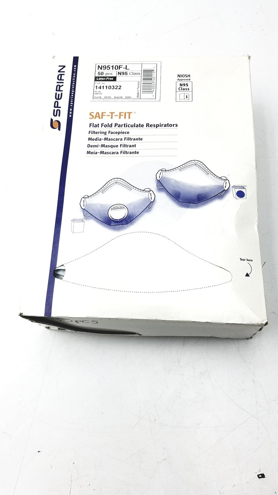 Sperian 14110322 SAF-T-FIT N9510F Flat Fold Respirators - Disposable Respirator