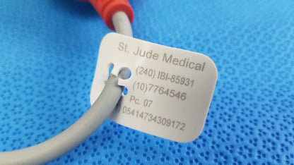 White rectangular embossed label on st jude medical ibI-85931 diagnostic connecting cable for medical equipment