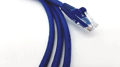 Startech.com cat 6 utp patch cable in blue with clear plastic connector and ridged blue housing for reliable networking