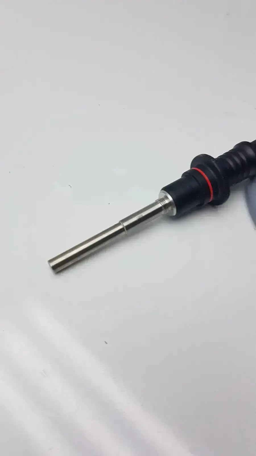Black and red-handled autoclavable laparoscope with metallic tip by olumpus germany a3293 for surgical use