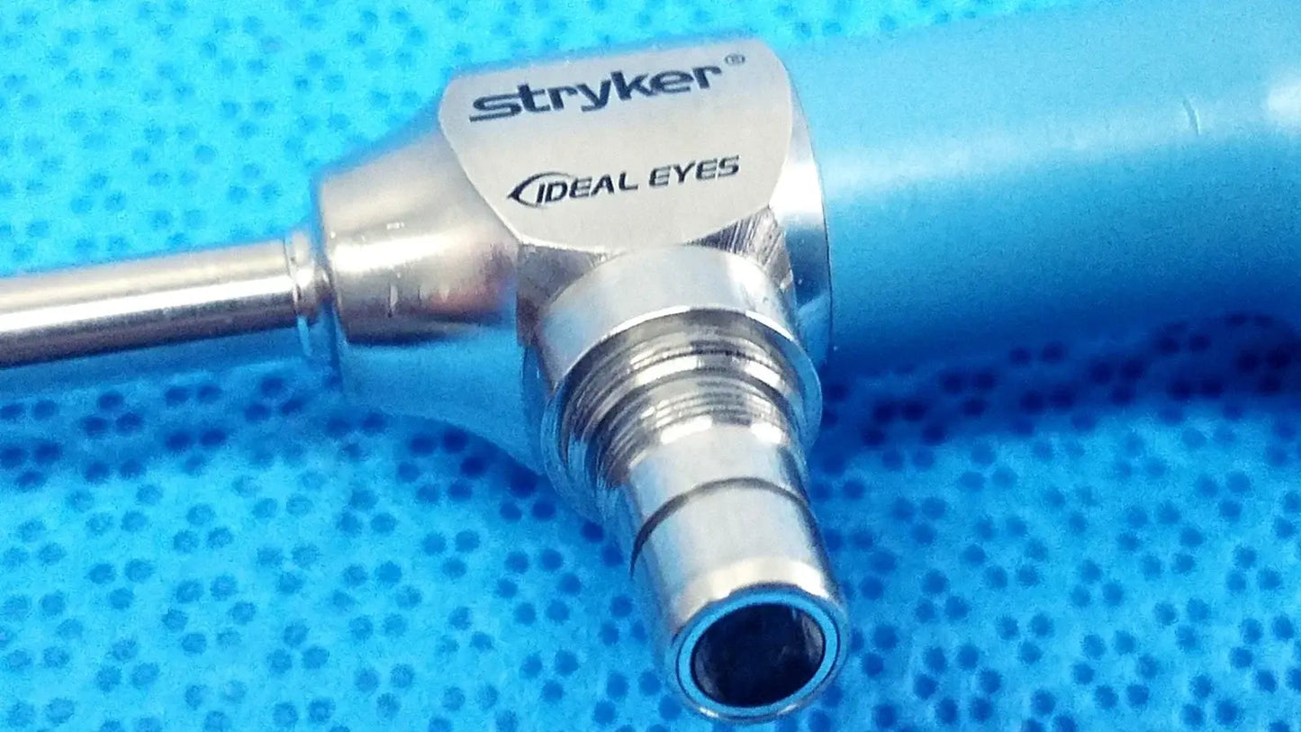 Stryker 502-539-030 ideal eyes 5mm 30° autoclavable endoscope with metallic silver body and blue handle for reuse medical equipment