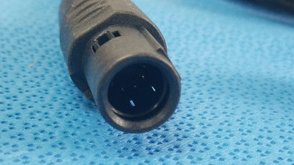 Black plastic xlr medical equipment connector with textured grip three-pin interface for reuse scher handpiece cable