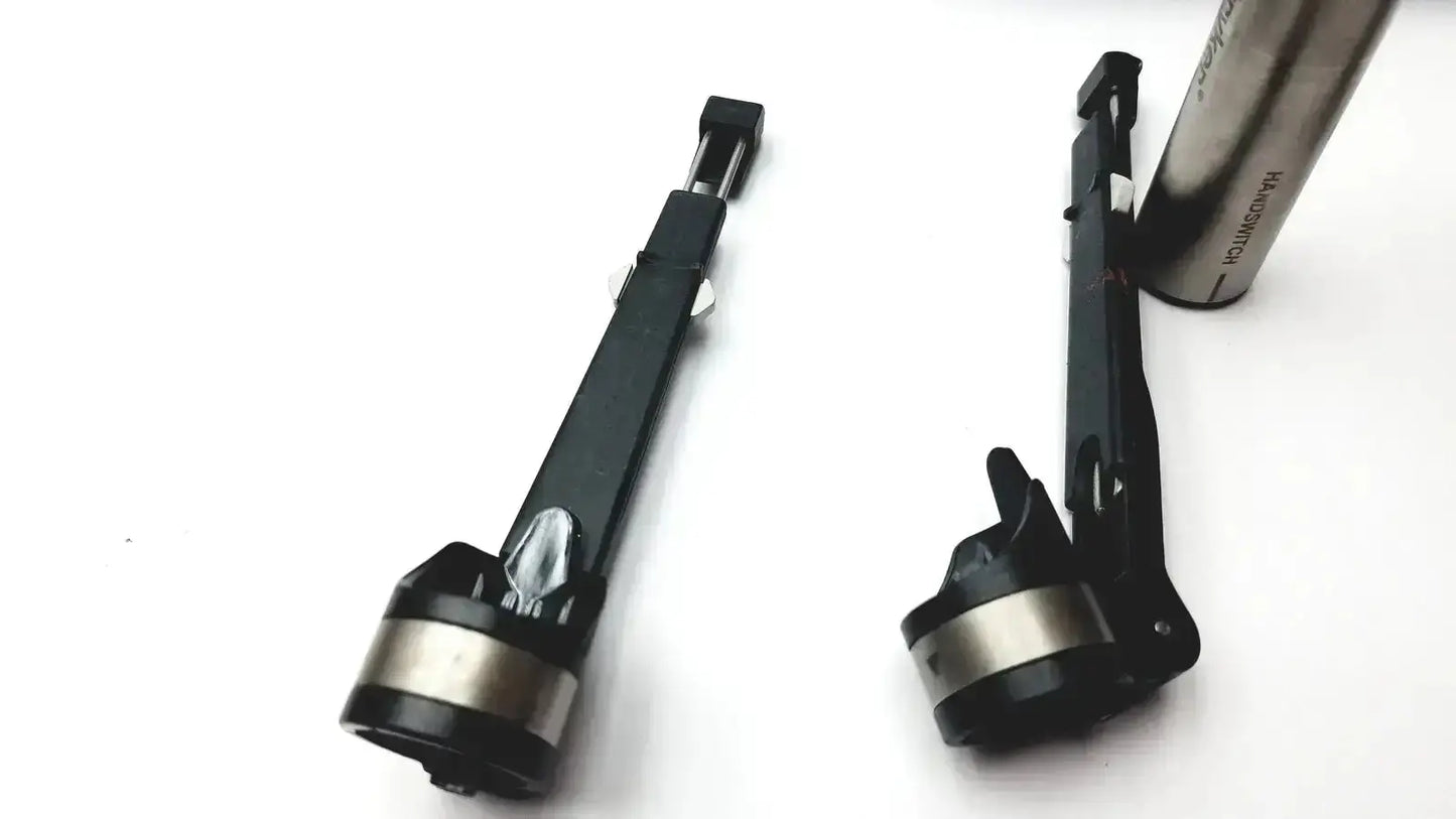 Black and silver metal tool handles with sleek industrial design for stryker 5400-277 core sterilization case and drill attachments