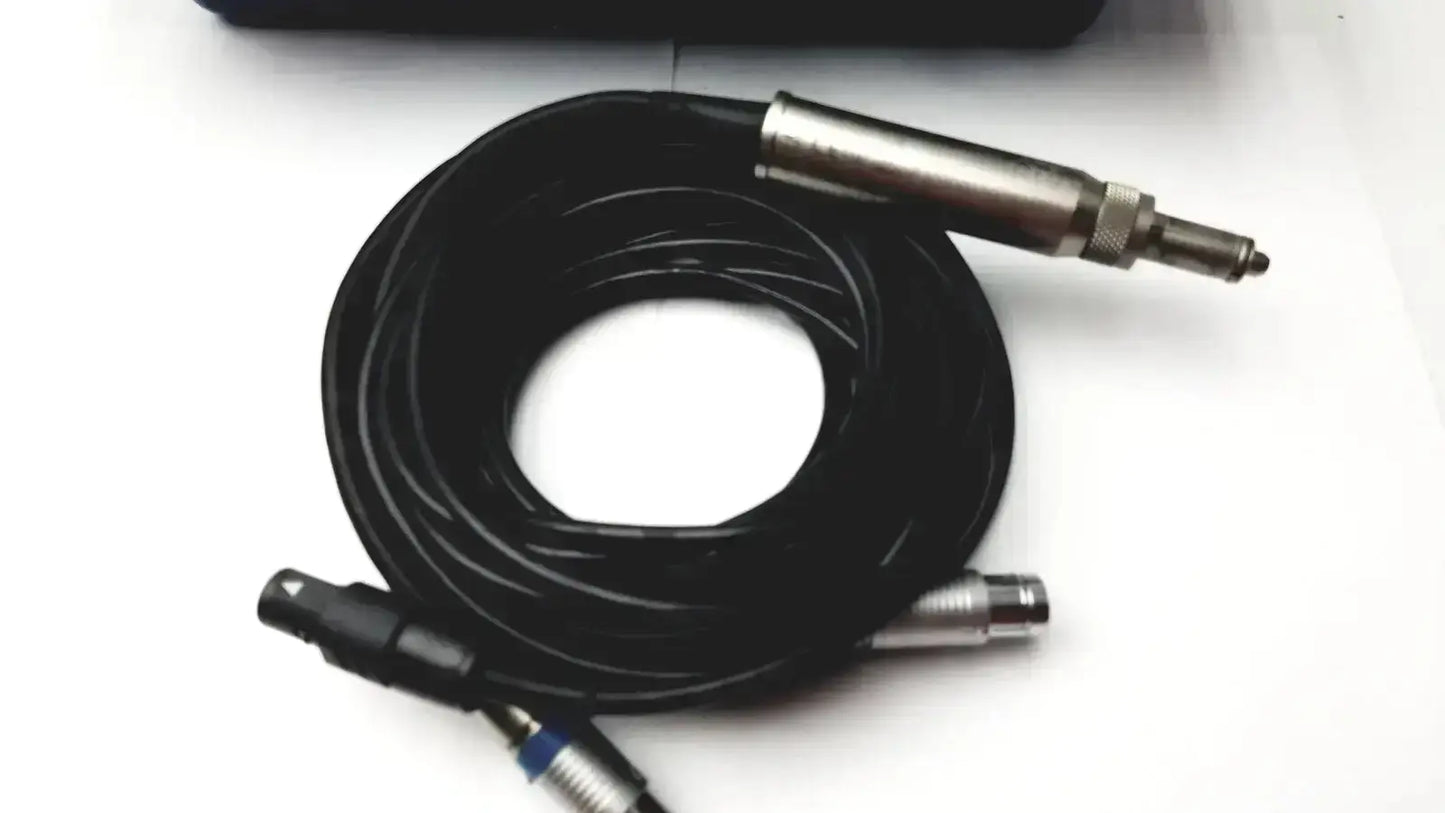 Black coiled audio cable with metallic xlr connectors for stryker 5400-277 core sterilization case use