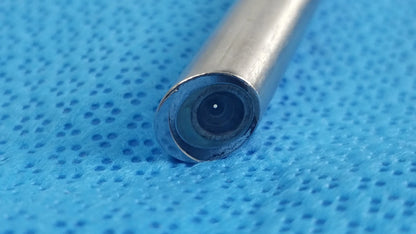 Silver cylindrical autoclavable stryker ideal eyes 502-859-030 laparoscope 10mm 30º on blue surface for buy used medical equipment