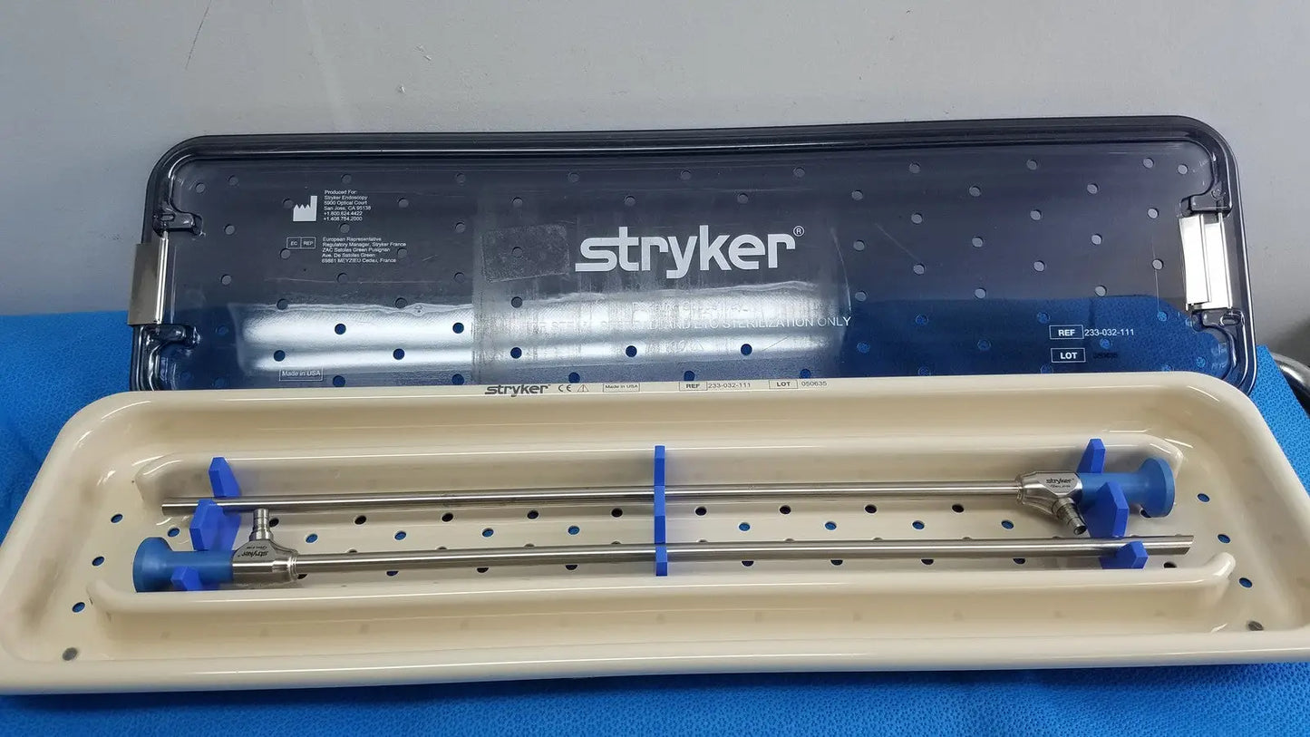 Stryker Lot of 2, Autoclavable 10mm 30º Scope 502-210-030 W/ Sterilization Tray