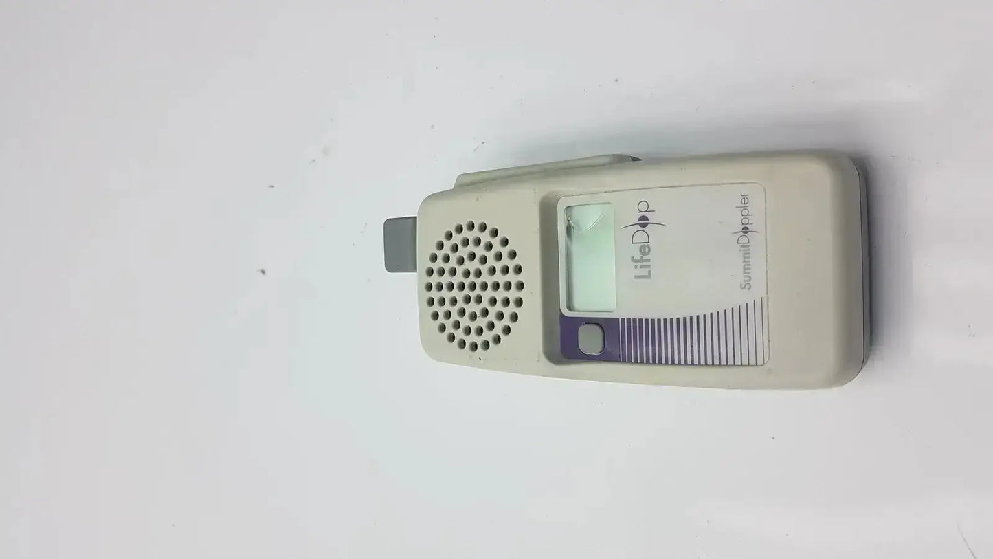 Beige plastic lifedop l250ar handheld doppler with 2 mhz probe digital screen and perforated speaker grille