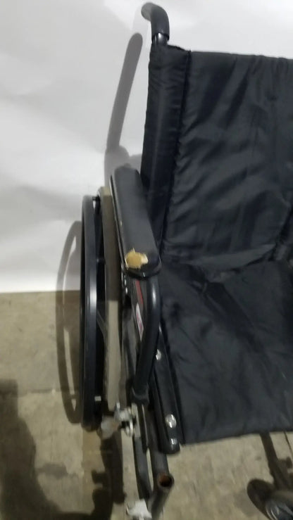 Sunmark Folding Manual Wheelchair - Durable Black Padded Comfort Seat