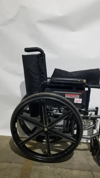 Sunmark Folding Manual Wheelchair - Durable Black Padded Comfort Seat