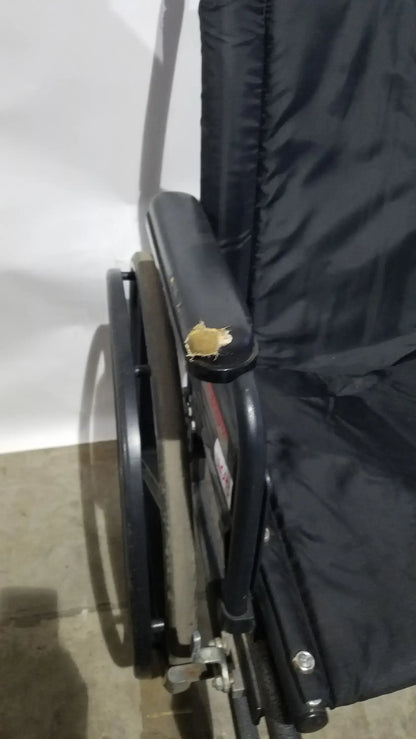 Sunmark Folding Manual Wheelchair - Durable Black Padded Comfort Seat