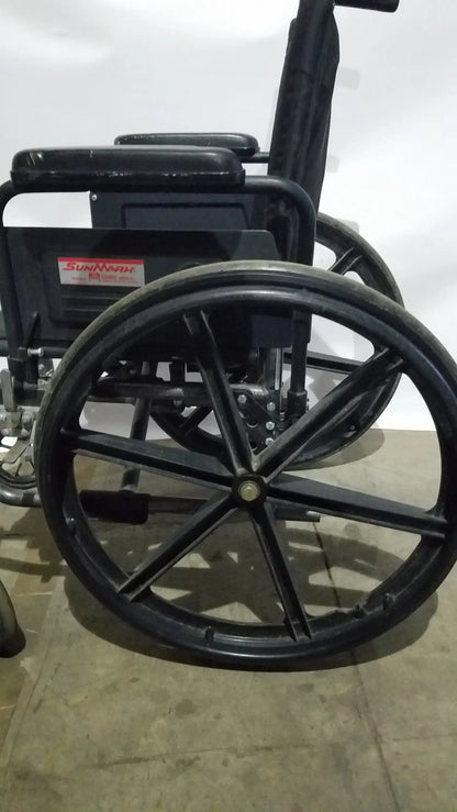 Sunmark Folding Manual Wheelchair - Durable Black Padded Comfort Seat