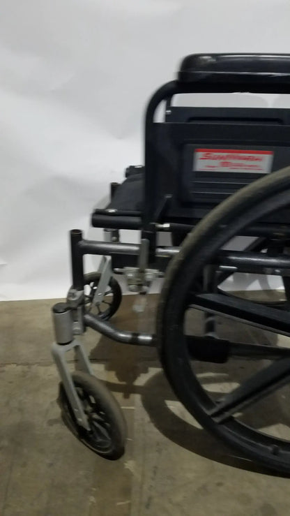 Sunmark Folding Manual Wheelchair - Durable Black Padded Comfort Seat