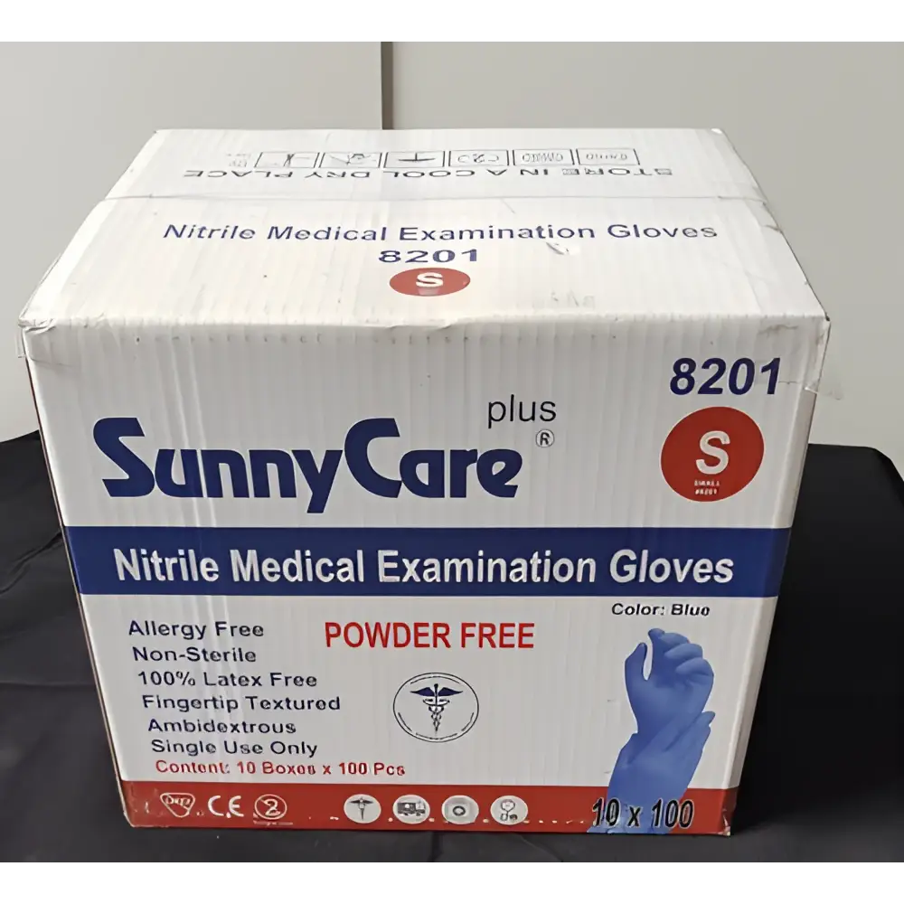 SunnyCare Plus 8201 Nitrile Medical Examination Gloves Power Free Small