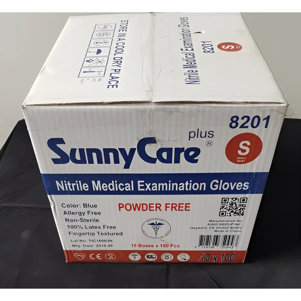 SunnyCare Plus 8201 Nitrile Medical Examination Gloves Power Free Small