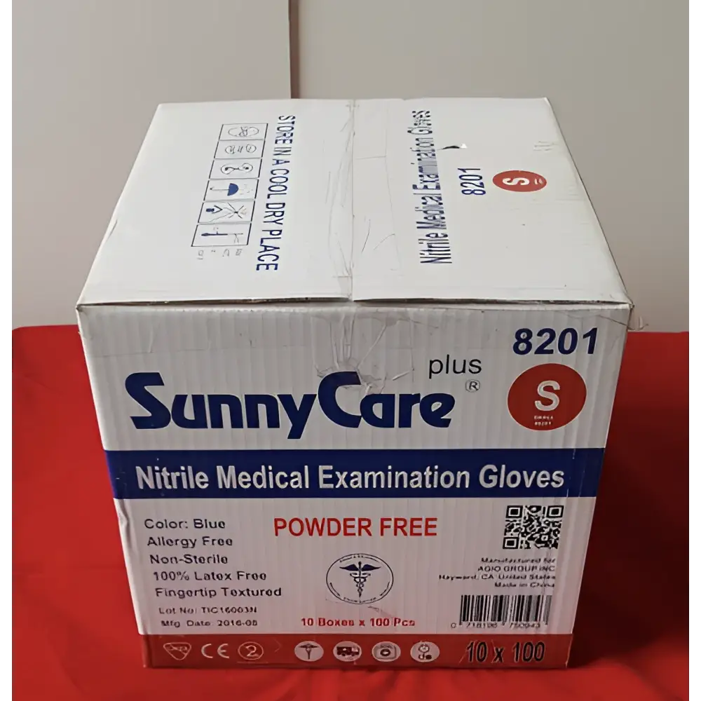 SunnyCare Plus 8201 Nitrile Medical Examination Gloves Power Free Small