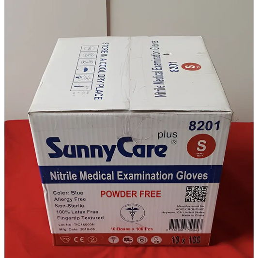 SunnyCare Plus 8201 Nitrile Medical Examination Gloves Power Free Small