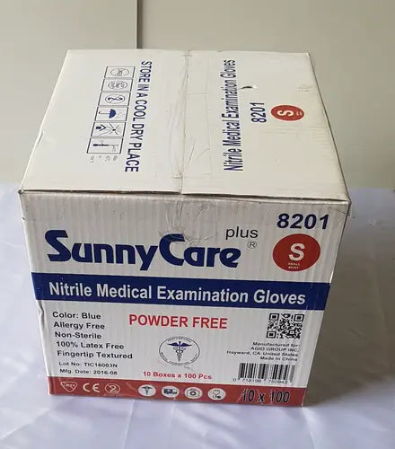SunnyCare Plus 8201 Nitrile Medical Examination Gloves Power Free Small