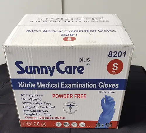 SunnyCare Plus 8201 Nitrile Medical Examination Gloves Power Free Small