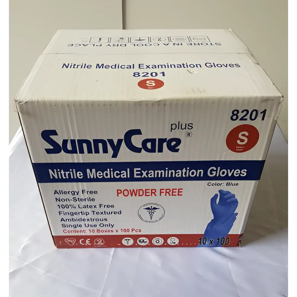 SunnyCare Plus 8201 Nitrile Medical Examination Gloves Power Free Small