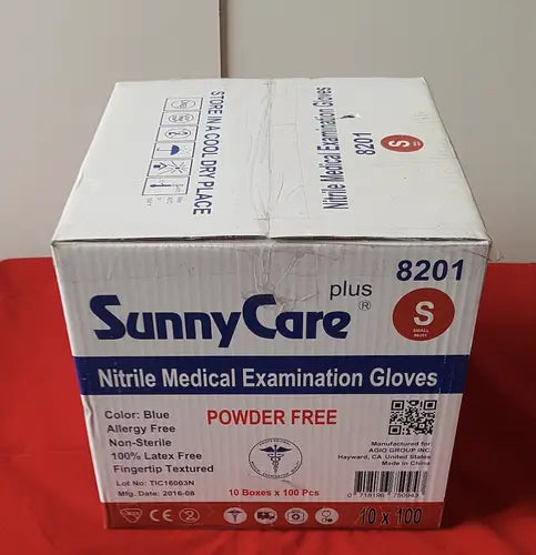 SunnyCare Plus 8201 Nitrile Medical Examination Gloves Power Free Small