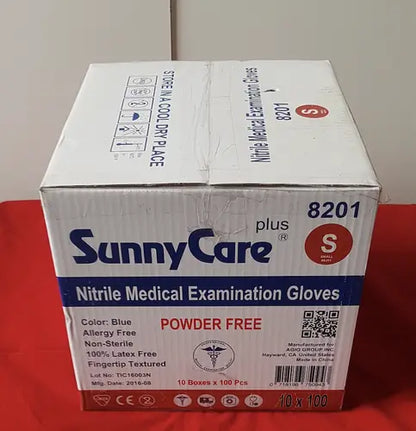 SunnyCare Plus 8201 Nitrile Medical Examination Gloves Power Free Small