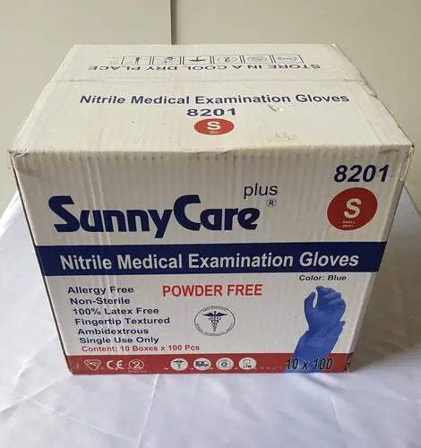 SunnyCare Plus 8201 Nitrile Medical Examination Gloves Power Free Small