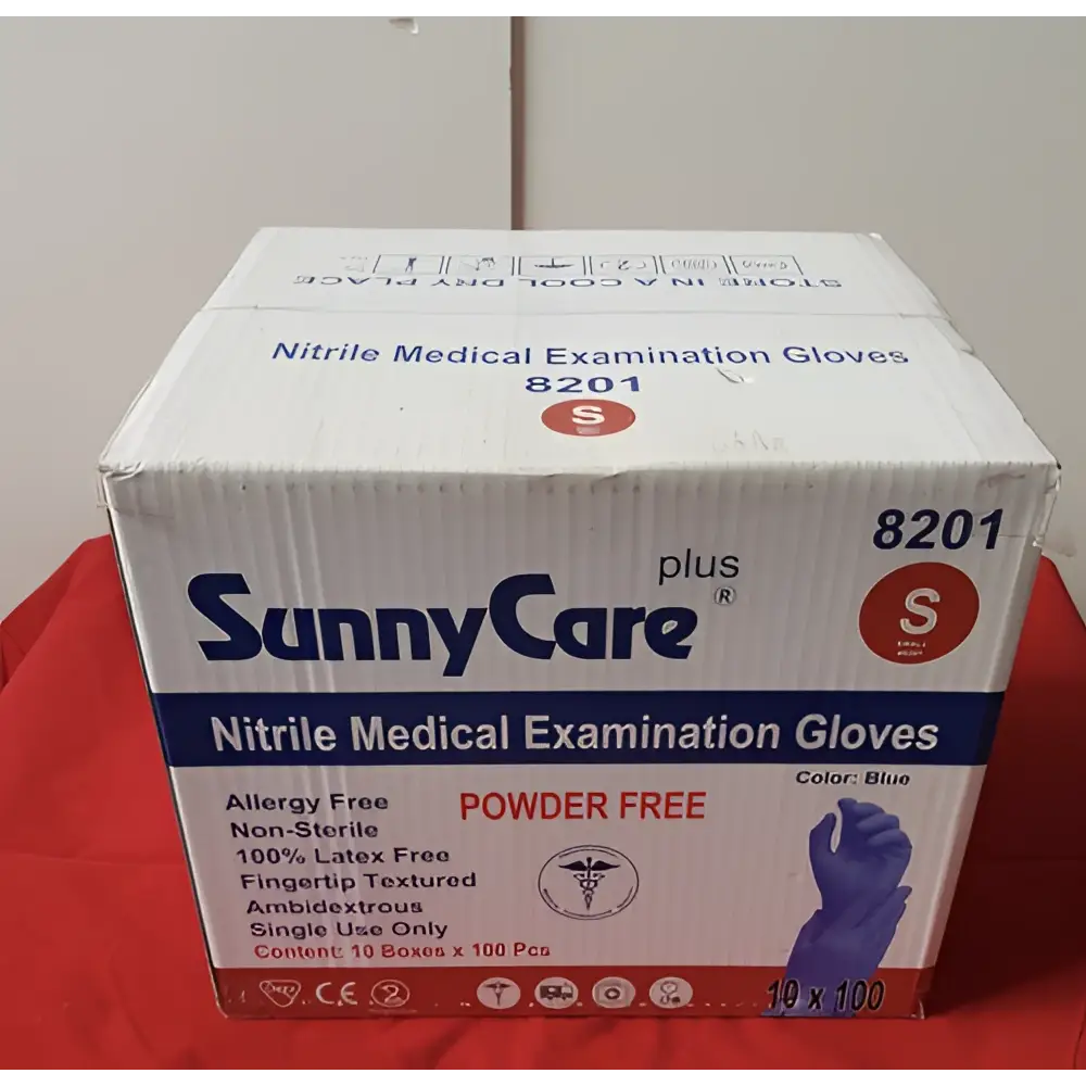 SunnyCare Plus 8201 Nitrile Medical Examination Gloves Power Free Small